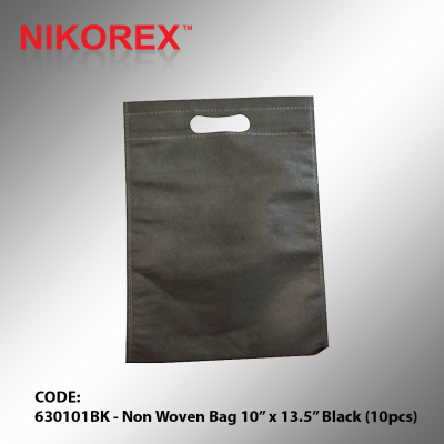 630101BK - Non Woven Bag 10 x 13.5 Black (10pcs)