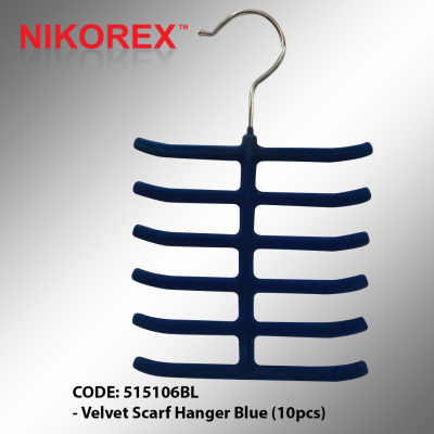 515106 BK / BL / BR / GY / RD  - Velvet Scarf Hanger (10pcs)