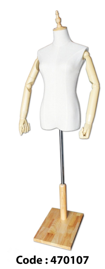 470107 - FEMALE TORSO with HAND and SQ. WOODEN BASE