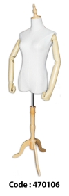 470106 - FEMALE TORSO with HAND and WOODEN TRIPOD TORSO BODYFOAM MANNEQUIN MANNEQUINS