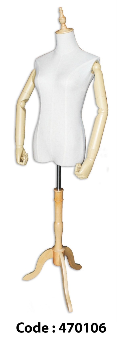 470106 - FEMALE TORSO with HAND and WOODEN TRIPOD