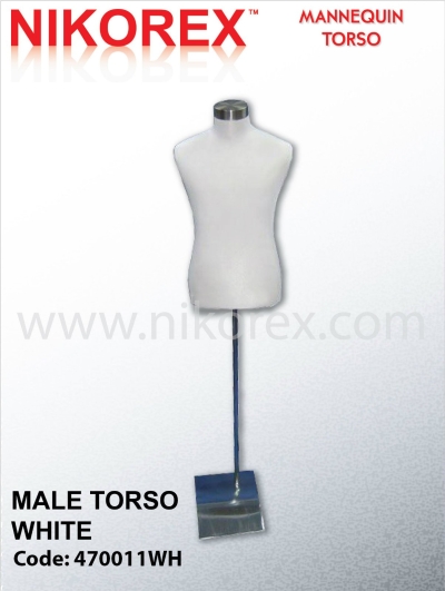 470011WH - MALE TORSO (WHITE) REG w SLANTED BASE