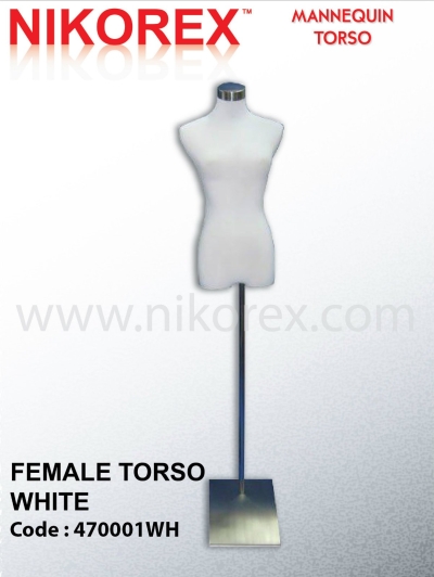 470001WH - FEMALE TORSO (WHITE) REG w SLANTED BASE