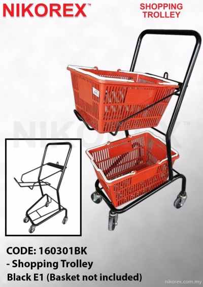 160301BK - Shopping Trolley (Black) E1 (Basket not included)