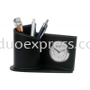 PU Pen Holder With Clock Others