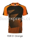 FDR 01 Orange Jersi t shirt Sublimation- ReadyMade Baju Uniform Ready Made Promosi