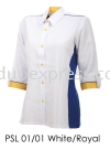 PSL 01 01 White Royal Blue Ladies Corporate Shirt Baju F1 Korporat Ladies Ready Made Baju Uniform Ready Made Promosi