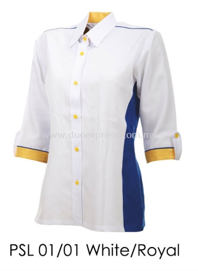 PSL 01 01 White Royal Blue Ladies Corporate Shirt