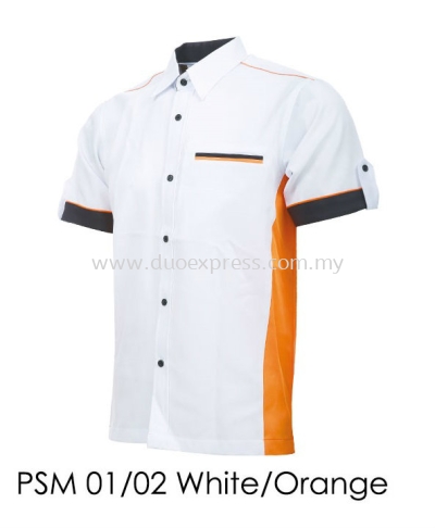 PSM 01 02 White Orange Unisex Corporate Shirt