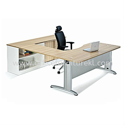 BERLIN L-SHAPE EXECUTIVE WRITING OFFICE TABLE / DESK WITH SIDE CABINET ABMB 11 SET - Damansara Perdana | Sri Petaling | Subang Jaya | Online Office Furniture Shop