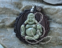 Jade Pendant 2.5'' Laughing Buddha Green Brown Pendants Crystal and Gemstones Store