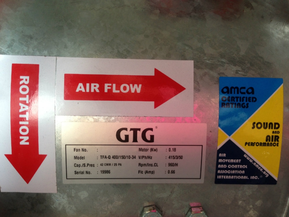 GTG TFA-Q 400/150/10/34 PLATE AXIAL FAN (CLASS-H MOTOR) GTG Fan Set ...