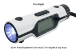 EZ104 Travelling World Clock w/LED Torchlight & Carry Strap Travel