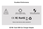 EZ189 Dual USB Car Charger Adapter (2.1A & 1.1A) Travel