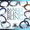 Bangle Bling2, 1 Layer, 10# Bermuda Blue AB Bangle Bling-Bling Bracelet  Jewerly