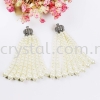 Tassel, Crown Charm & Pearl, Code 04#, White Gold Plated, 2pcs/pkt Tassel  Jewelry Findings, White Gold Plating