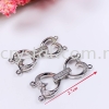 Clasp, Code A75236, Love Shape, White Gold Plated, 2pcs/pkt Clasp  Jewelry Findings, White Gold Plating