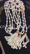 Tassel, Crown Charm & Pearl, Code 04#, White Gold Plated, 2pcs/pkt Tassel  Jewelry Findings, White Gold Plating