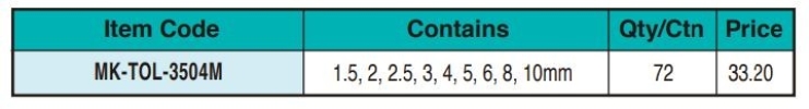 MK-TOL-3504M  9 PCS HEX KEY WRENCH SET Torx, Hex Key & Hex Key Sets