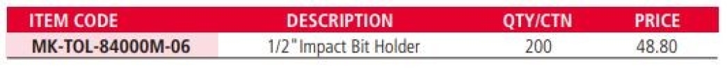 MK-TOL-84000M-06 IMPACT BIT HOLDER Individual Impact Sockets, Accessories and Socket Sets