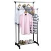 Durable Steel & Adjustable Height Double Garment Rack Wardrobe Bedroom