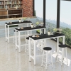 CIEL White Steel Coffee High Table Long Bar Table with 2 Chair Bar Table & Stool Kitchen & Dining