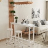 CIEL White Steel Coffee High Table Long Bar Table with 2 Chair Bar Table & Stool Kitchen & Dining