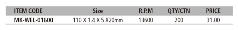 MK-WEL-01600 WET CUTTING DIAMOND BLADE Cutting Wheel, Grinding Wheel & Accesories