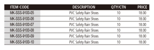 MK-SSS-9100 HIGH-CUT PVC RAIN SHOES (BLK) Foot Protection