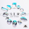  SW, RIVOLI SEW-ON STONE, 3200#, 10MM/12MM/14MM, 001 CRYSTAL Sew-On Stone SW Crystal Collections 