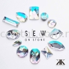 SW, RIVOLI CRYSTAL BUTTON, 3015#, 10MM/12MM/14MM/16MM/18MM/23MM/27MM, 001 CRYSTAL Sew-On Stone SW Crystal Collections 