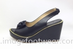 Lady 3 inch wedges with Ribbon bow - TF-9968-036 BLACK colour Ladies Trendy Shoes