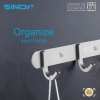 SINOR BF-9016-2 SUS304 Stainless Steel Wall-Mount Clothes Hanger 2 Hook Hanger Hook Sanitary Ware