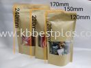 Kraf Paper Ziplock with Window 100pcs+/- Paper Ziplock Bag Plastic Bag