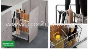 THREE LAYERS FUNCTION PULL OUT BASKET (SOFT CLOSE) STEEL ( POLISH CHROME ) BASKET KITCHEN BASKET