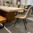 Marble Dining Table with Acacia Wood Base + Acacia Wood Bench + 5 Dining Arm Chairs