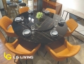 Black Marble Dining Table With 6 Arm Chairs (BR4+BTT2+1815+x2056)