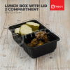 ATQ-12185 | 100pcs 2 Compartment Lunch Box with Lid Plastic Packaging