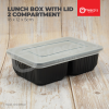 ATQ-12185 | 100pcs 2 Compartment Lunch Box with Lid Plastic Packaging