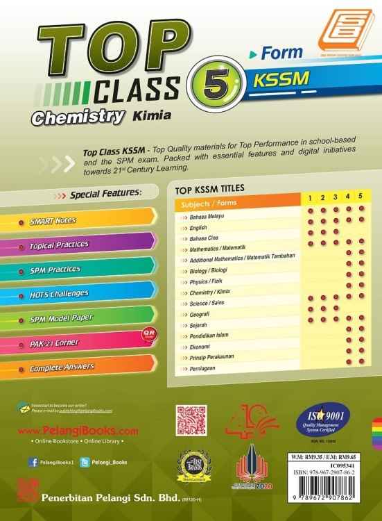 Top Class Form 5 KSSM Chemistry Kimia / Chemistry Tingkatan 5 SMK Johor