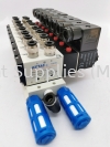 4V210-08 DC24V with 8 stations manifold |  5/2 Way Single Solenoid Valve with 8 stations manifold | Completed with Air Fitting and Silencer   5/2 Way Valve Control Valve Pneumatic Components