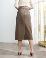 12270166  Plus Size Faux Leather Midi Skirt