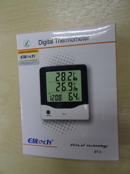 Elitech BT-3 LCD Indoor/Outdoor Digital Hygrometer Thermometer Humidity Monitor Room Temperature and Humidity Monitor with Clock and Min/Max Value