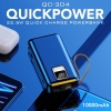 QC-304 QUICKPOWER - 10000mAh - 22.5W SUPER CHARGE - TESLA BATTERY - BUILT IN QUICK CHARGE CABLES PowerBank