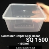 SQ1500 Square Disposable Plastic Food Container, 50 pcs +- Food Box / Lunch Box / Bento 