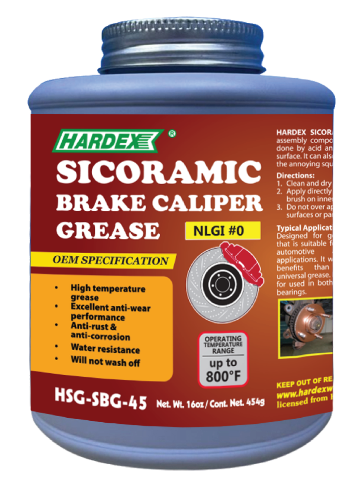 HARDEX SICORAMIC BRAKE CALIPER GREASE HSG SBG 22 8oz 227g SILICONE hardex-sicoramic-brake-caliper-grease-hsg-sbg-22-8oz-227g-silicone