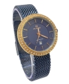 Hegner Fashion Gosegold Case Blue Stainless Steel Mesh Band Ladies Watch 8-164722LBPR WOMEN HEGNER