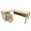 L-Shape Table With O-Leg & Mobile Pedestal 2D1F SINGLE TABLE & FOLDABLE TABLE DESK OFFICE FURNITURE