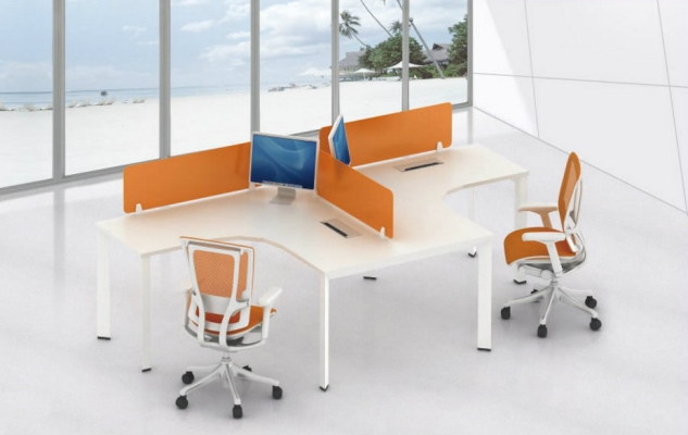 2 cluster L shape orange workstation (AIM Slim Block System)