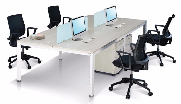 4 pax tempered glass desking system with vinca leg